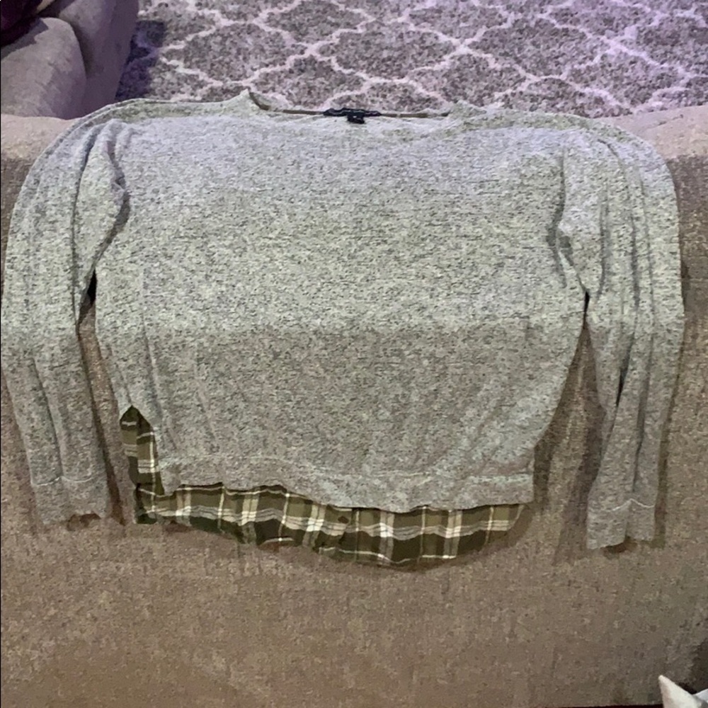 Green and tan long sleeve shirt